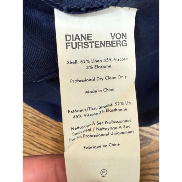 Diane Von Furstenberg Womens Navy Ruffle Sheath Sleeveless Dress Size 4 Cocktail - Picture 12 of 14